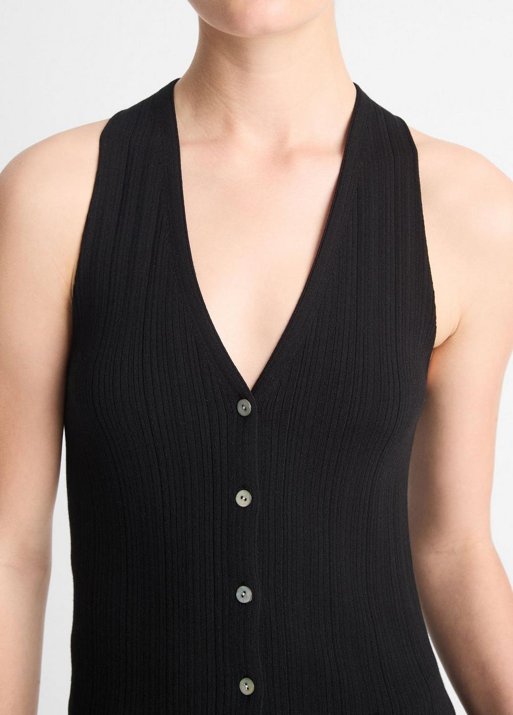Womens Italian Cotton-Blend Button V-Neck Tank Top, Off White, Size L Vince Product Image