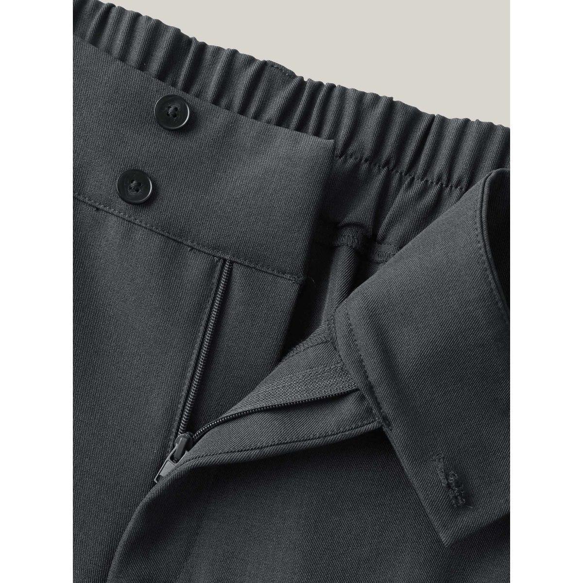 Plus Size Overlap Waist Buckles Classic Bootcut Pants Women DimGray At the Office Bootcut Mid Rise Work Pants BloomChic 26/4X Product Image
