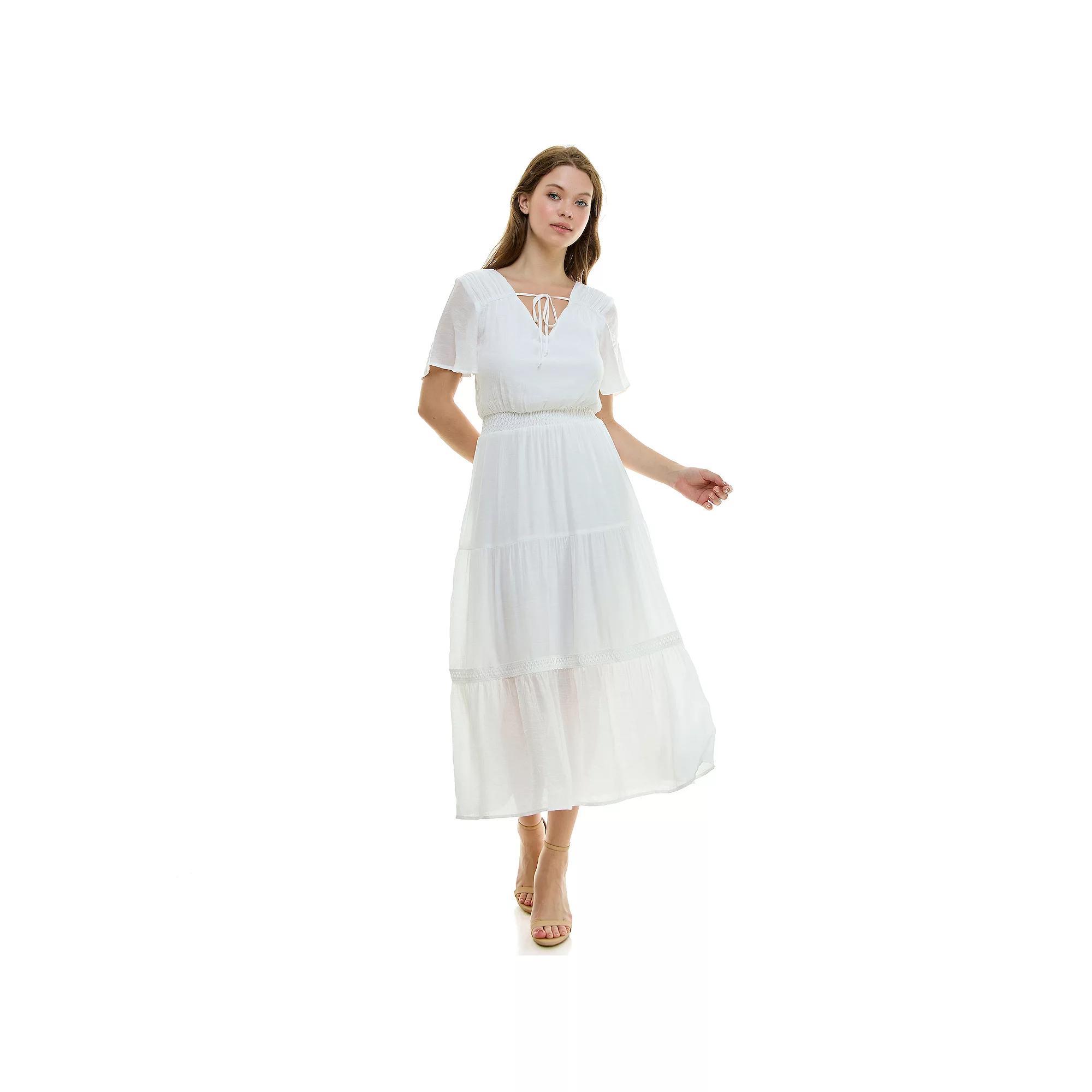 Womens Luxology Tie-Front Tiered Midi Gauze Dress Burnt Pink Product Image