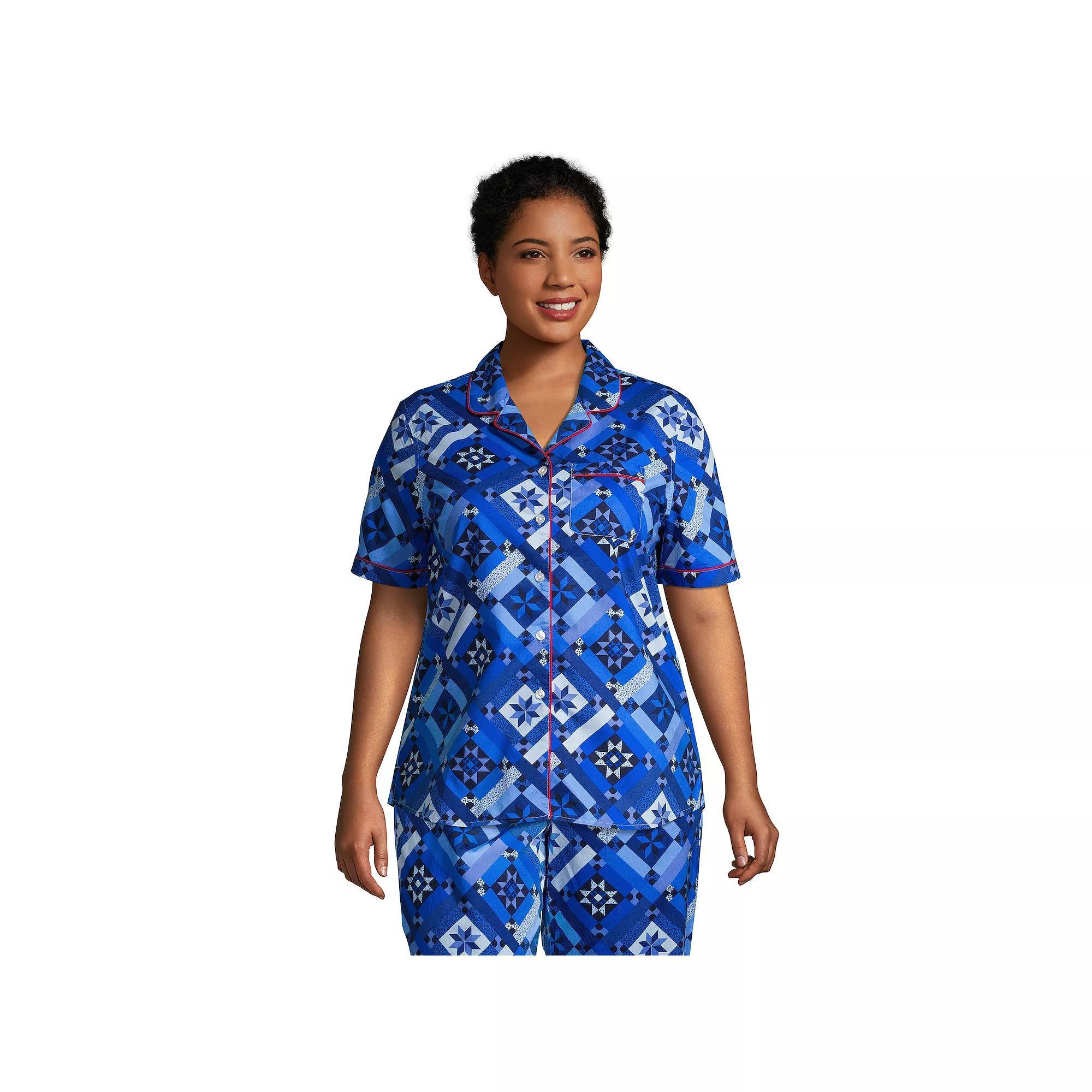 Plus Size Lands End Short Sleeve Pajama Shirt, Womens Product Image