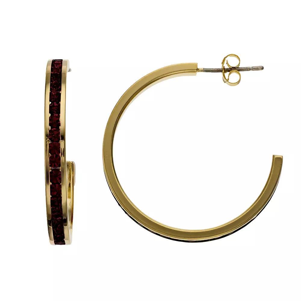 Traditions Jewelry Company 18k Gold Over Silver Crystal Birthstone Hoop Earrings, Womens, July Product Image