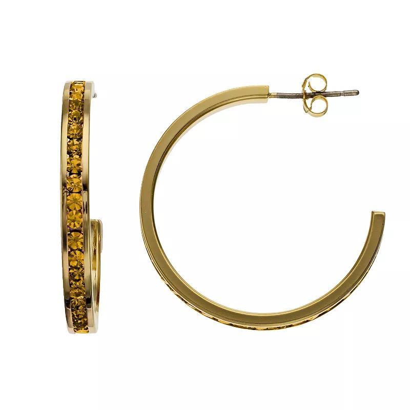 Traditions Jewelry Company 18k Gold Over Silver Crystal Birthstone Hoop Earrings, Womens, September Product Image