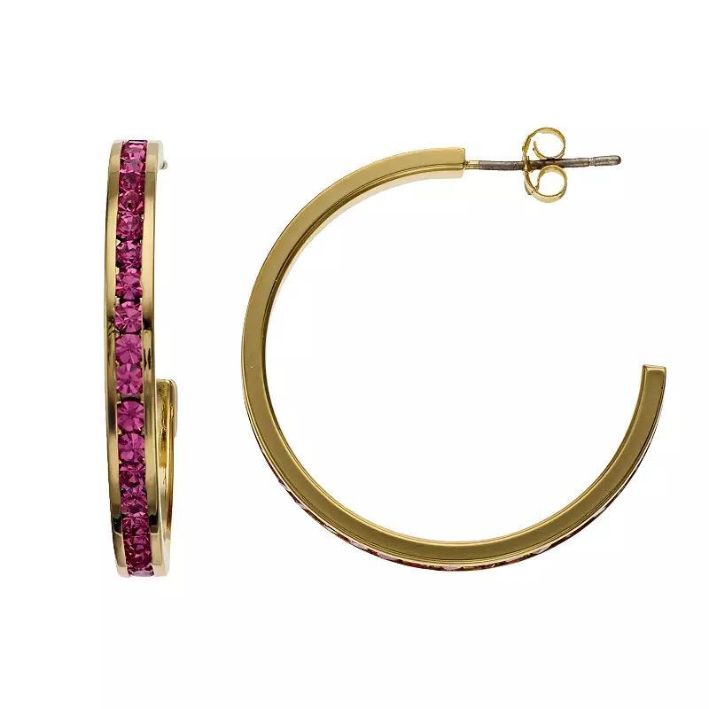 Traditions Jewelry Company 18k Gold Over Silver Crystal Birthstone Hoop Earrings, Womens, September Product Image
