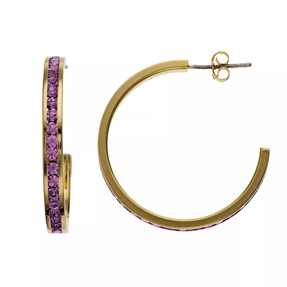 Traditions Jewelry Company 18k Gold Over Silver Crystal Birthstone Hoop Earrings, Womens, September Product Image