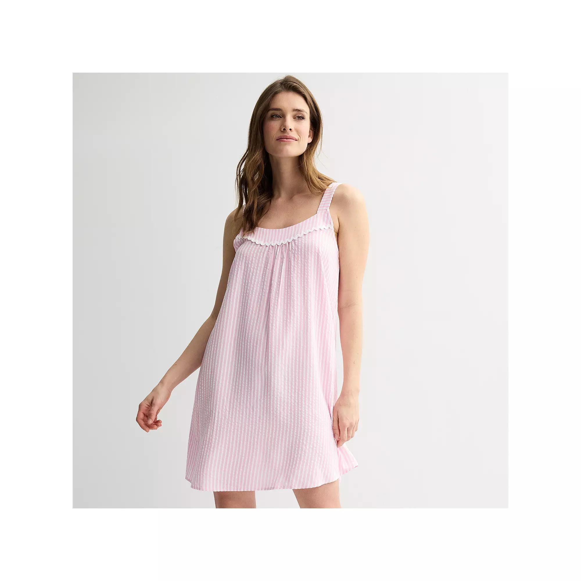 Women's Draper James Seersucker Chemise, Size: XL, Pink Stripe Product Image