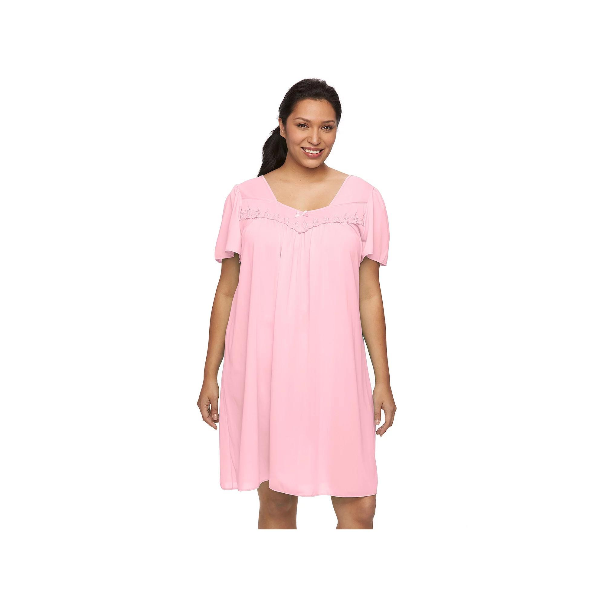 Plus Size Miss Elaine Essentials Short Tricot Nightgown, Womens Product Image