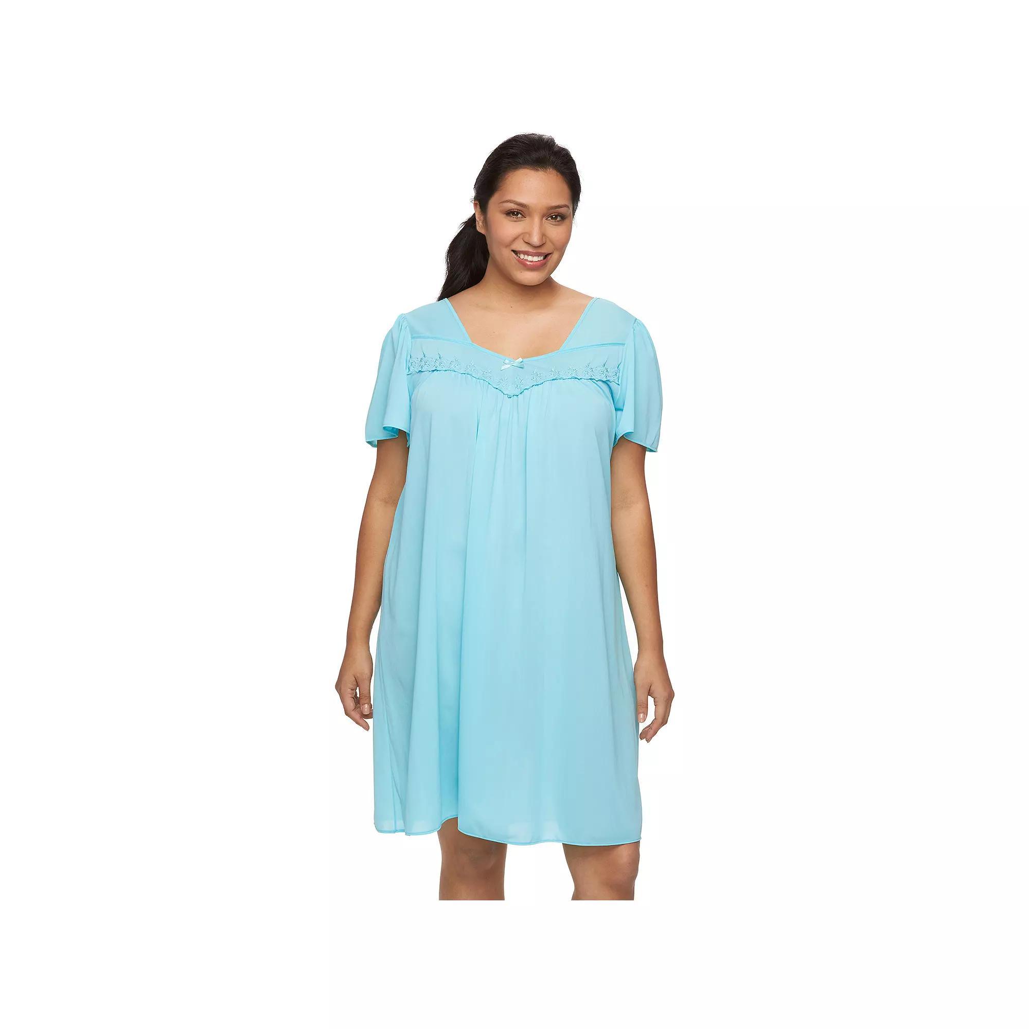 Plus Size Miss Elaine Essentials Short Tricot Nightgown, Womens Product Image