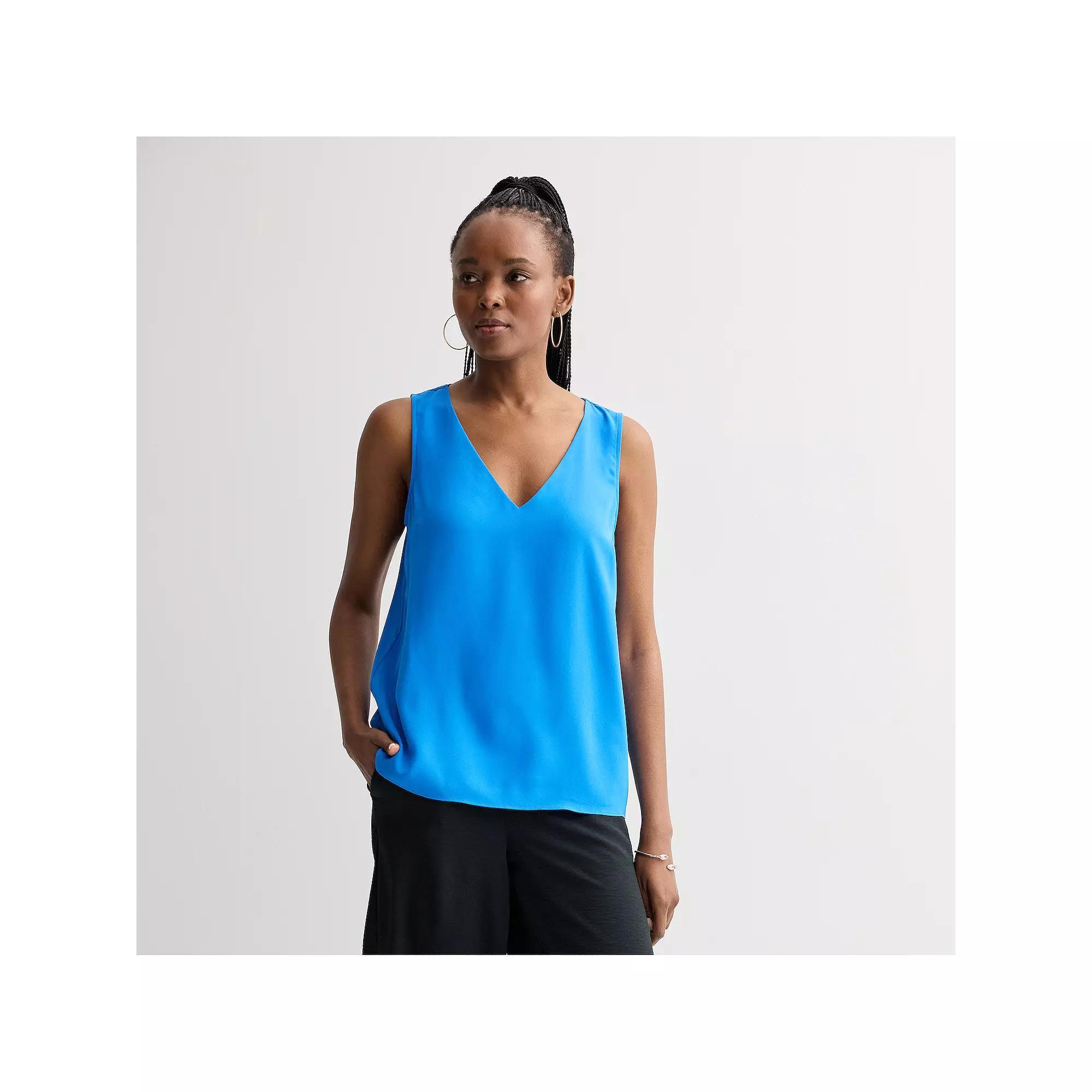 Women's Petite Nine West V-Neck Tank Top, Size: XL Petite, Ivory Tusk Product Image