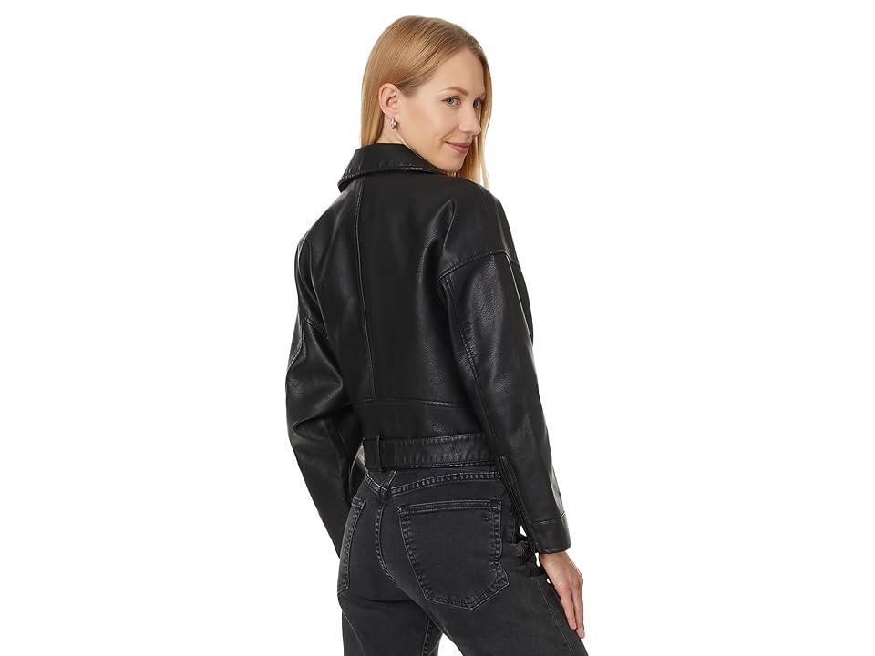 Womens Levis Cropped Faux Leather Moto Jacket Green Product Image