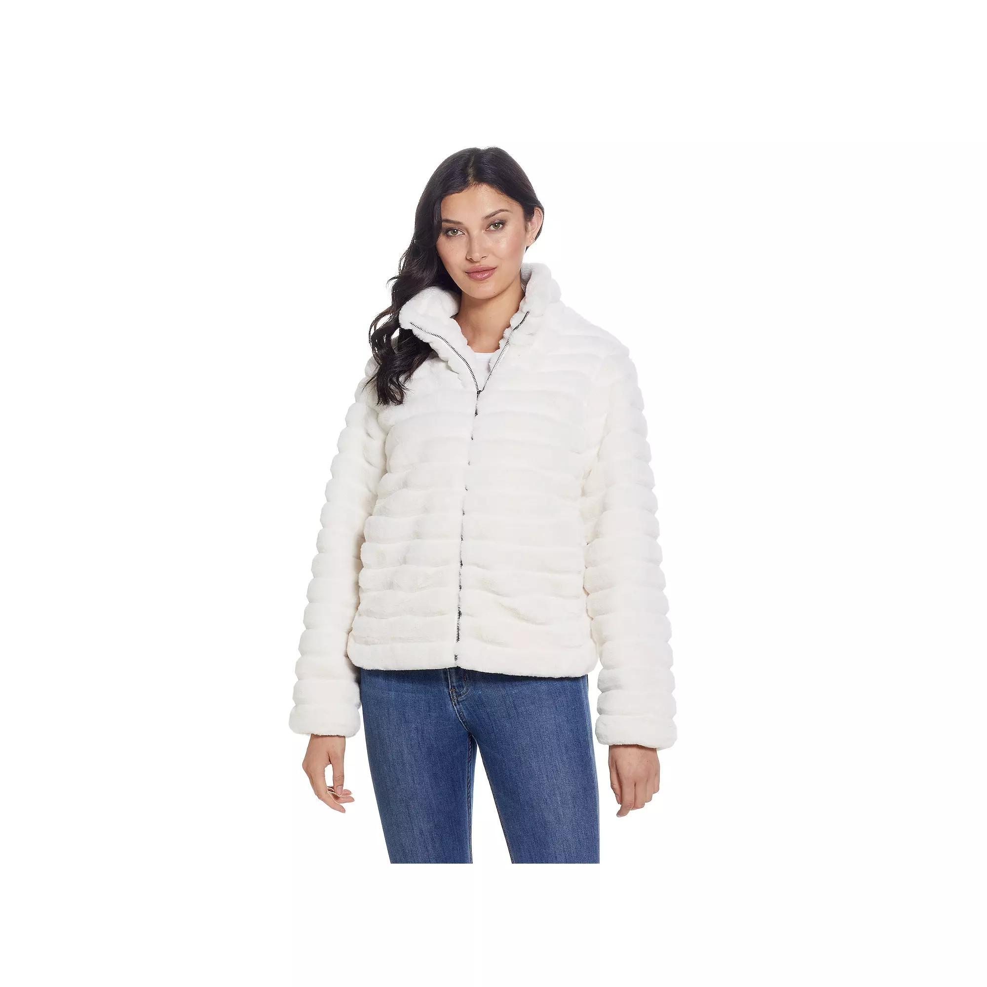 Women's Weathercast Grooved Faux Fur Jacket, Size: Small, Ivory Product Image