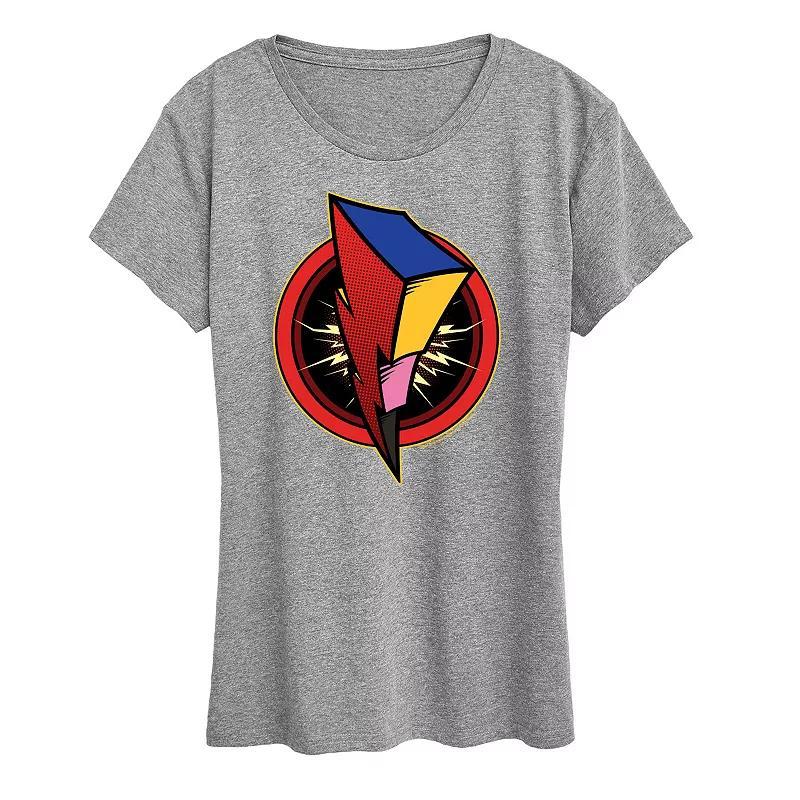 Womens Power Rangers Bolt Logo Graphic Tee Grey Gray Product Image