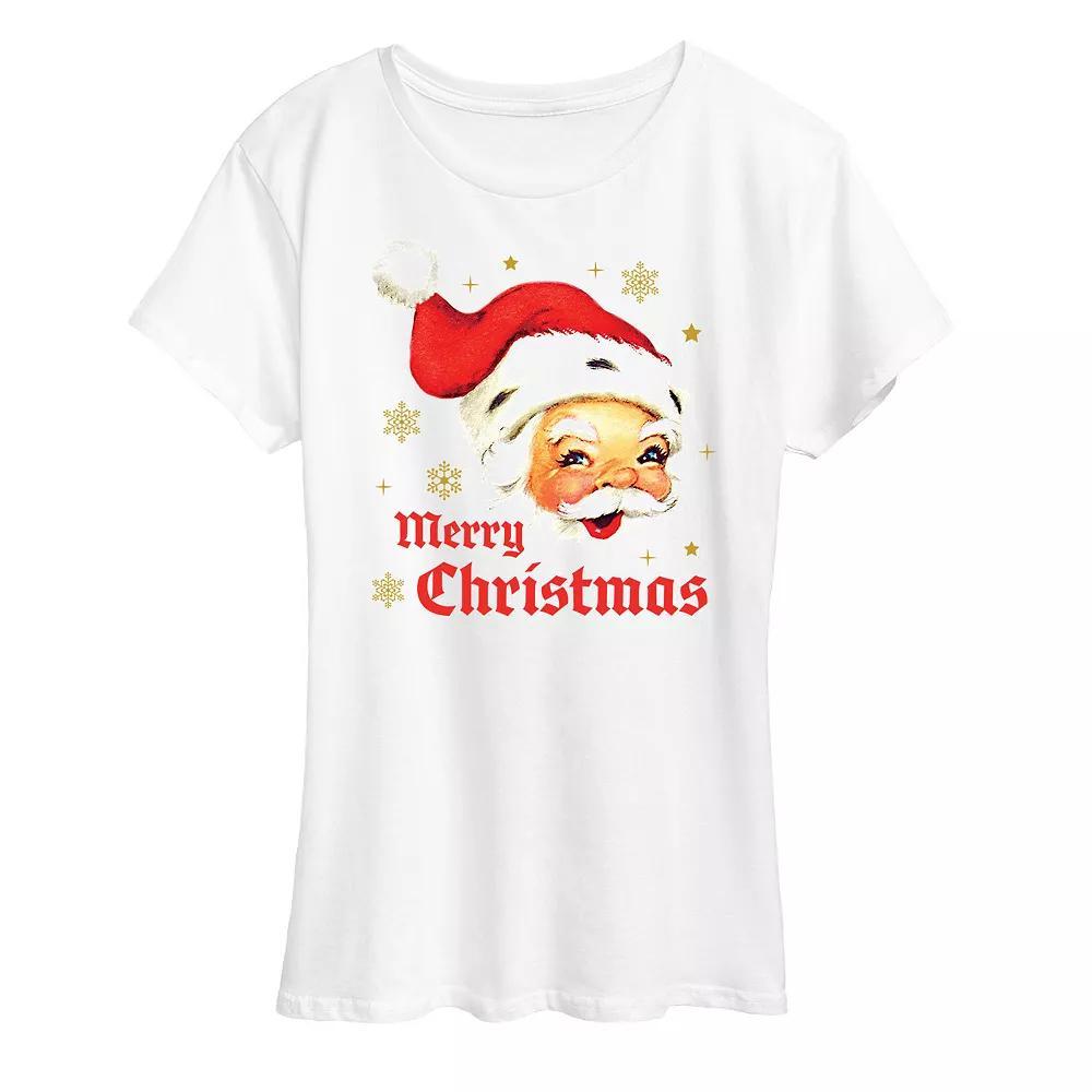 Women's Merry Christmas Vintage Santa Graphic Tee, Girl's, Size: Small, White Product Image