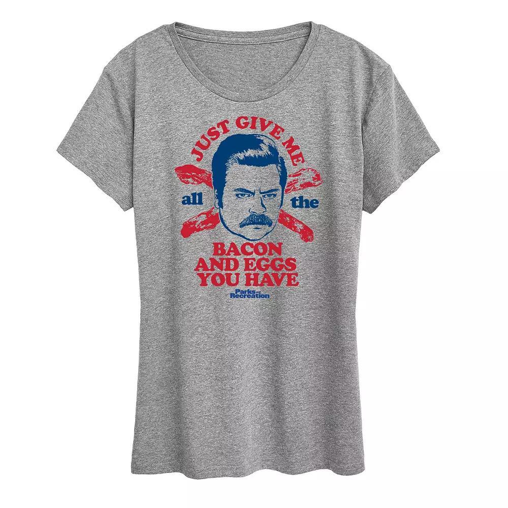 Womens Parks & Rec Ron Bacon Eggs Graphic Tee, Girls Product Image