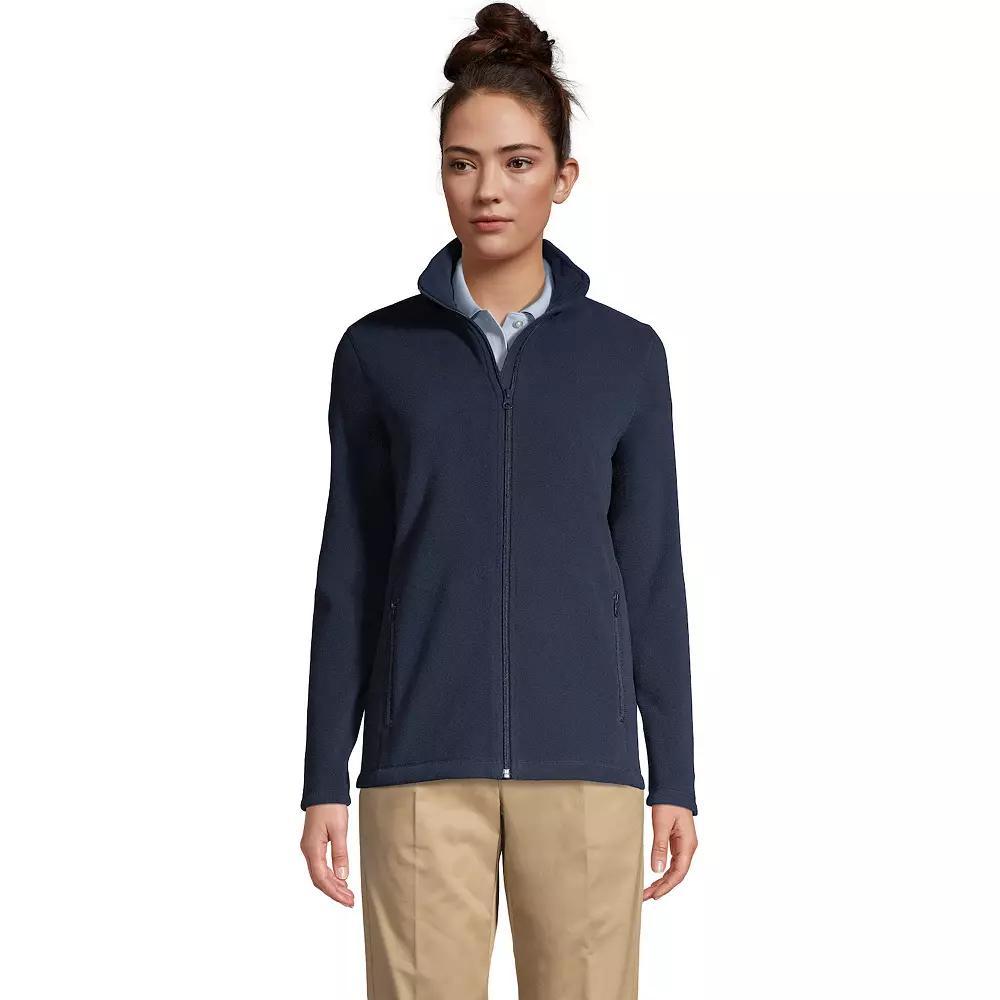 Women's Lands' End Full-Zip Long Sleeve Fleece Jacket, Size: Medium, Blue Product Image