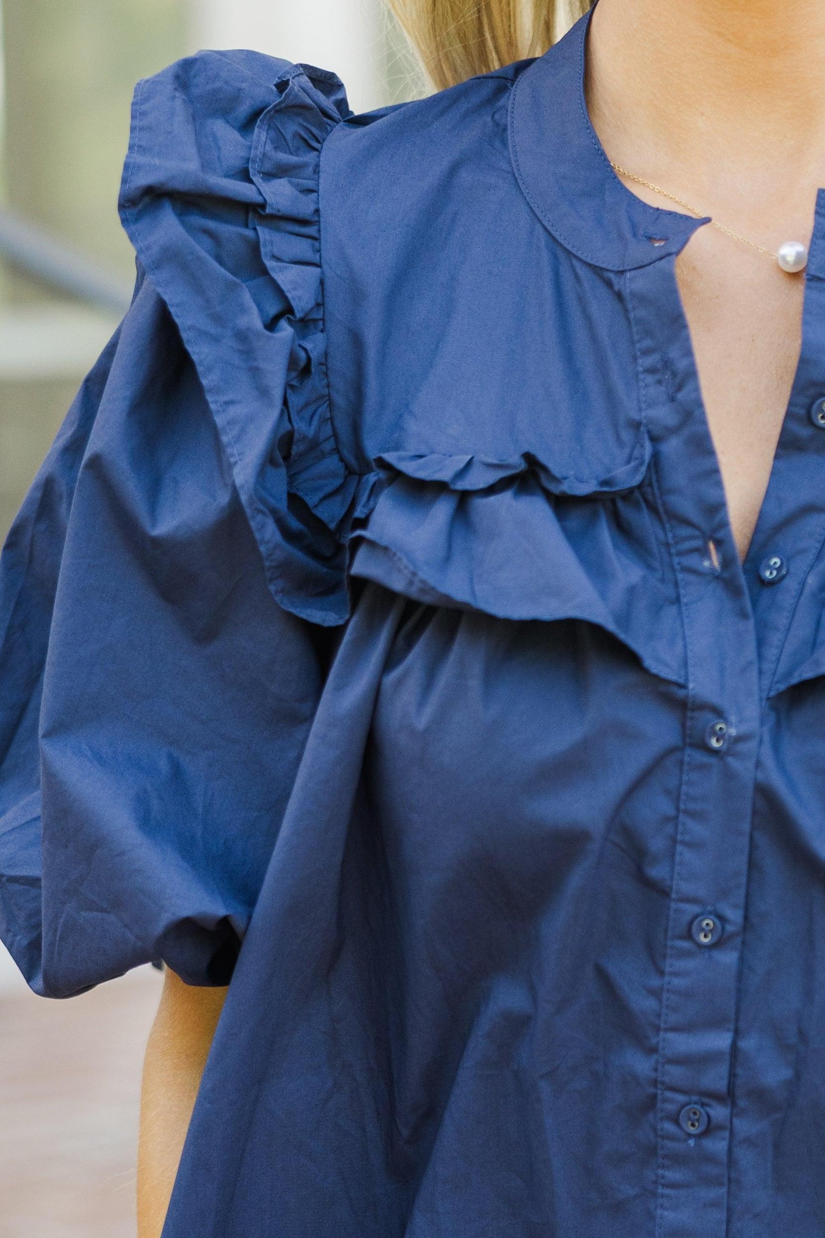 Let It All Go Navy Blue Babydoll Dress Female Product Image