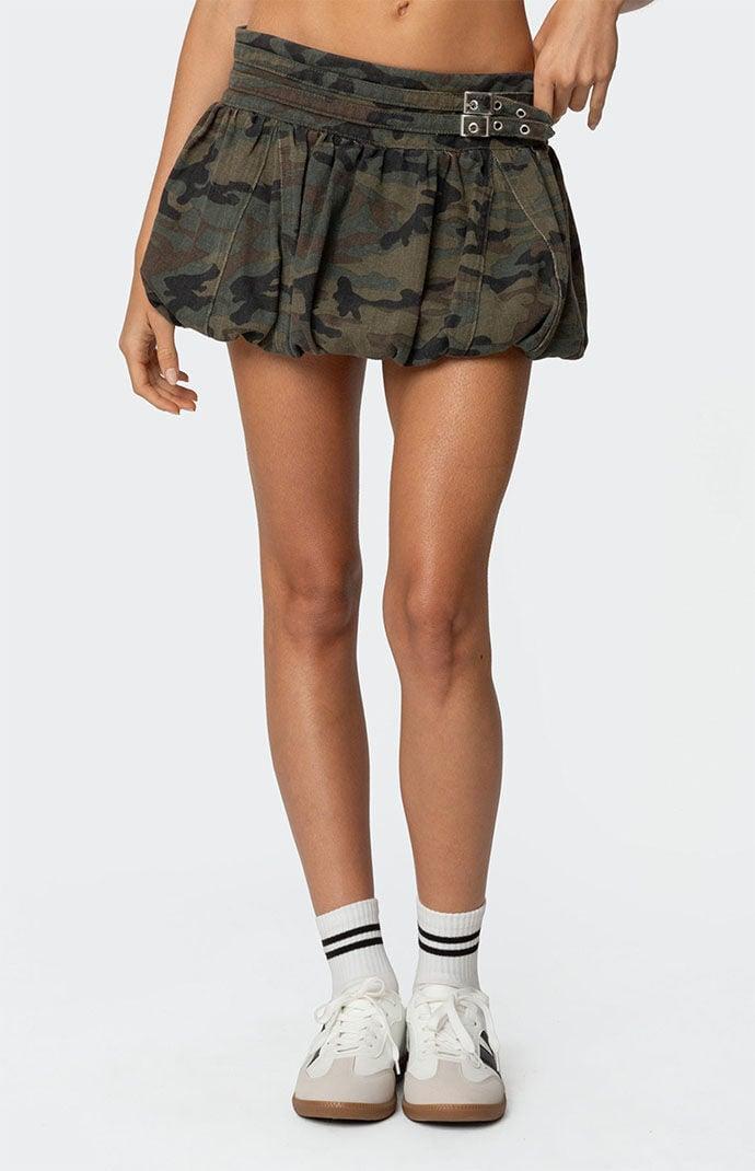 Edikted Women's Camo Belted Bubble Mini Skort Product Image