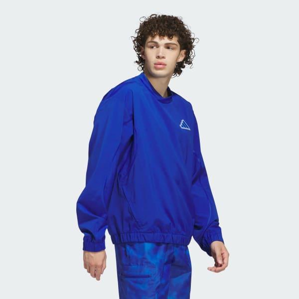 adidas Woven Pullover Crew Sweatshirt Royal Blue M Mens Product Image