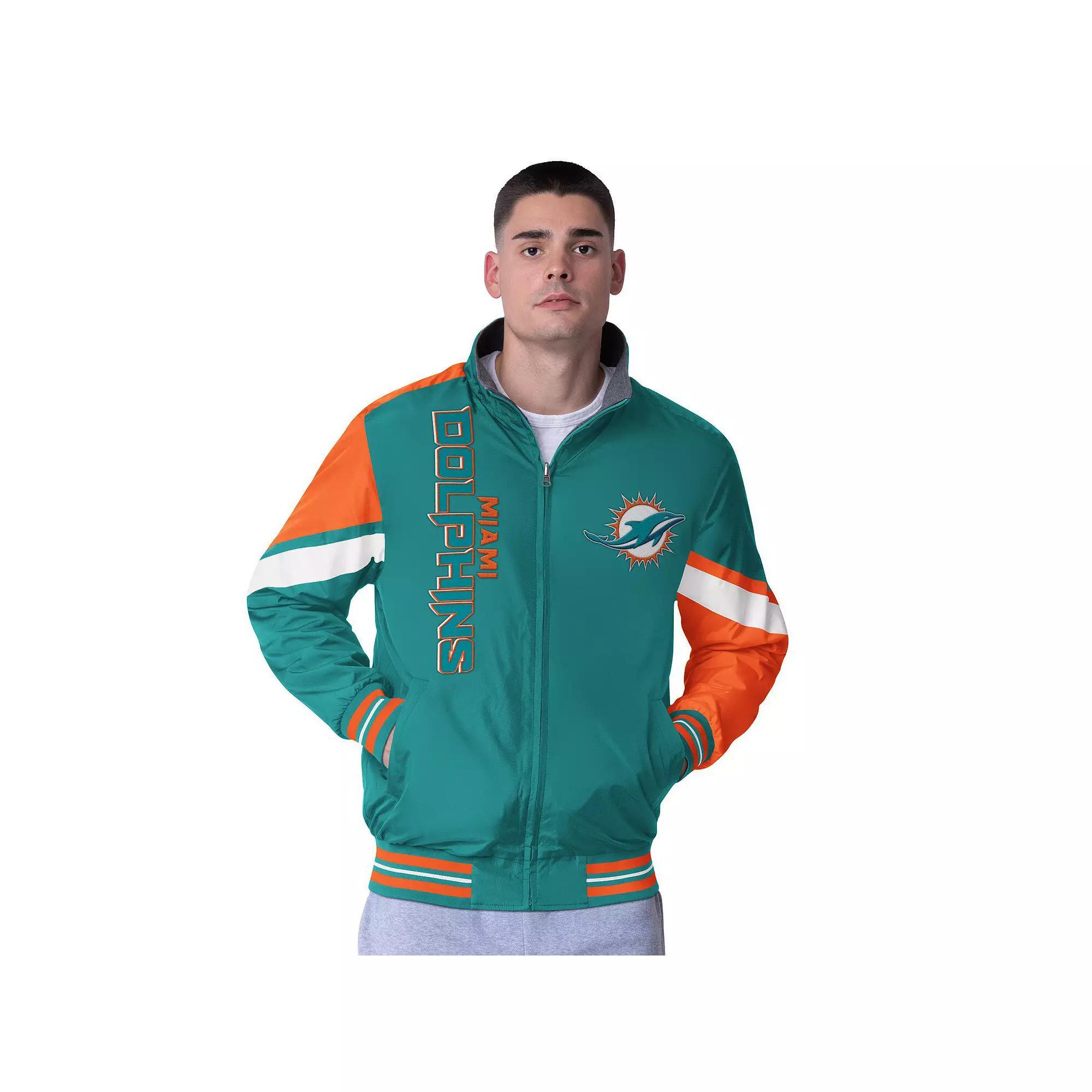 Men's G-III Extreme Aqua Miami Dolphins Strong Arm Reversible Full-Zip Jacket, Size: 4XL, Turquoise A Product Image