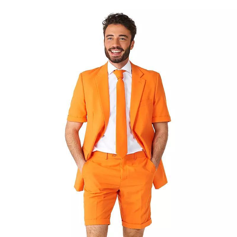 Men's OppoSuits Slim-Fit Novelty Short Sleeve Suit & Tie Set, Size: 42 - Regular, Blue Pink Product Image