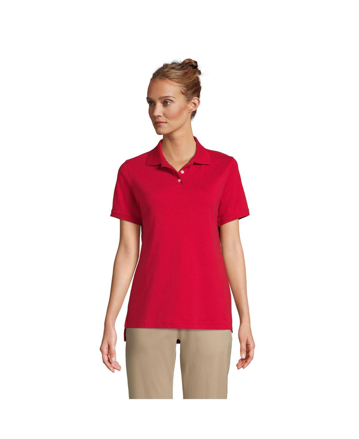 Women's Lands' End School Uniform Classic Short Sleeve Interlock Polo Top, Size: Medium, Classic Blue Product Image