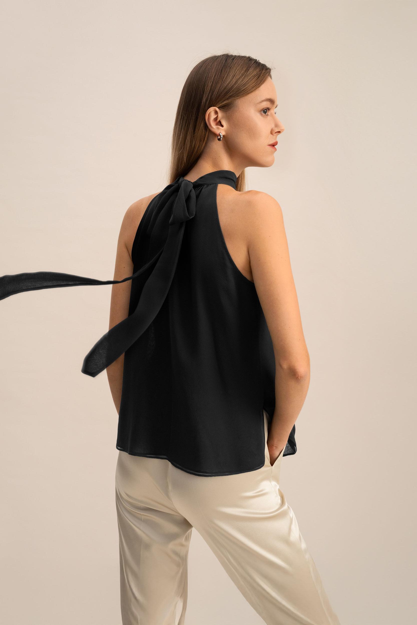 Silk Georgette Halter Neck Top Product Image
