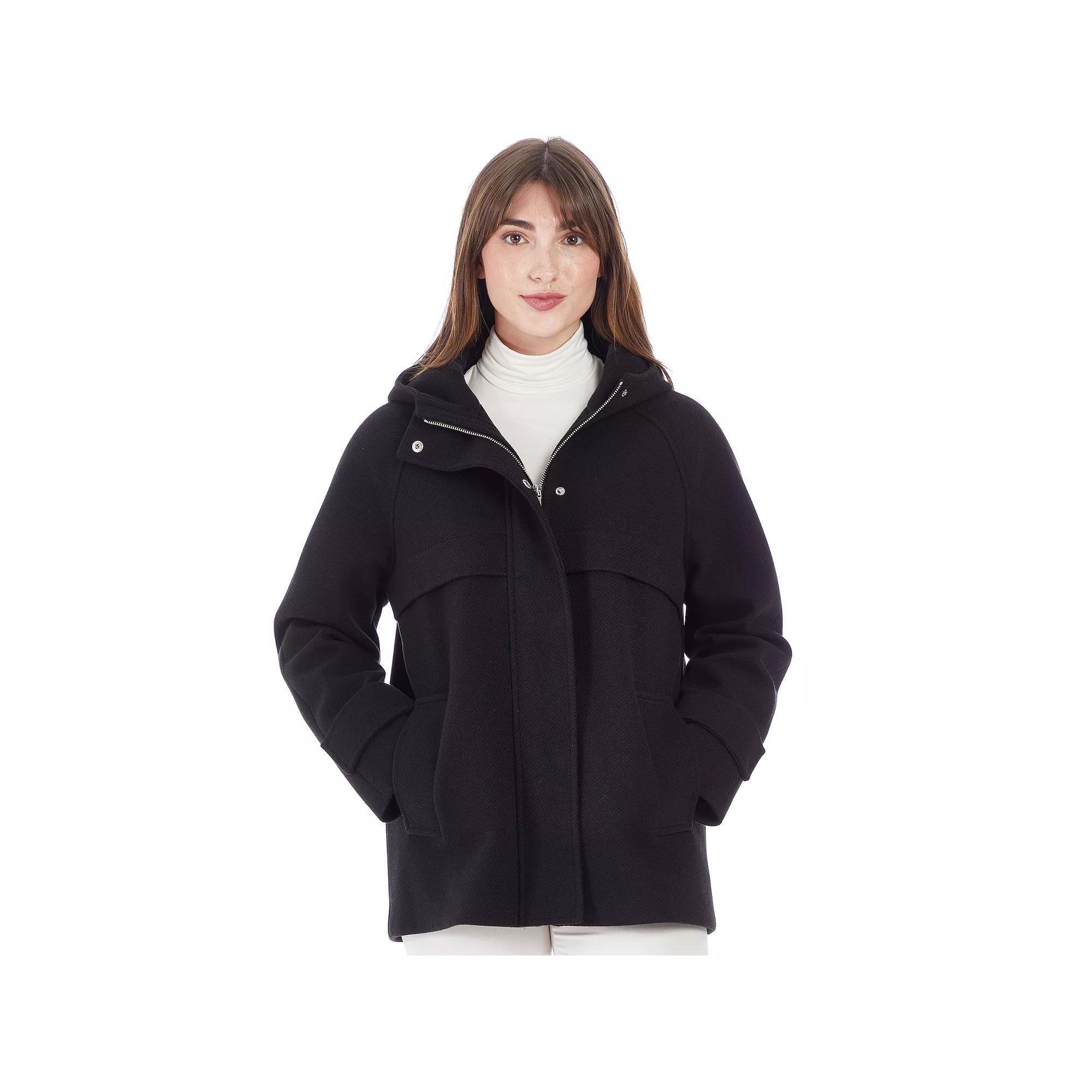 Women's Nine West Plaid Duffle Jacket, Size: XXL, Black Product Image
