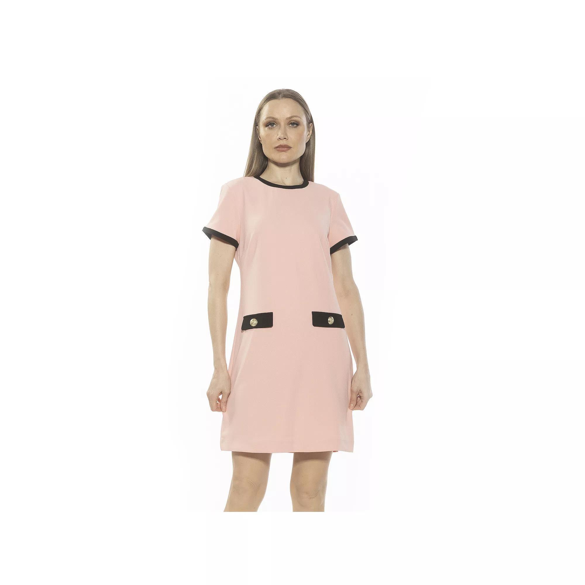 Women's ALEXIA ADMOR Carys Crewneck Shift Dress, Size: Medium, Pink Product Image