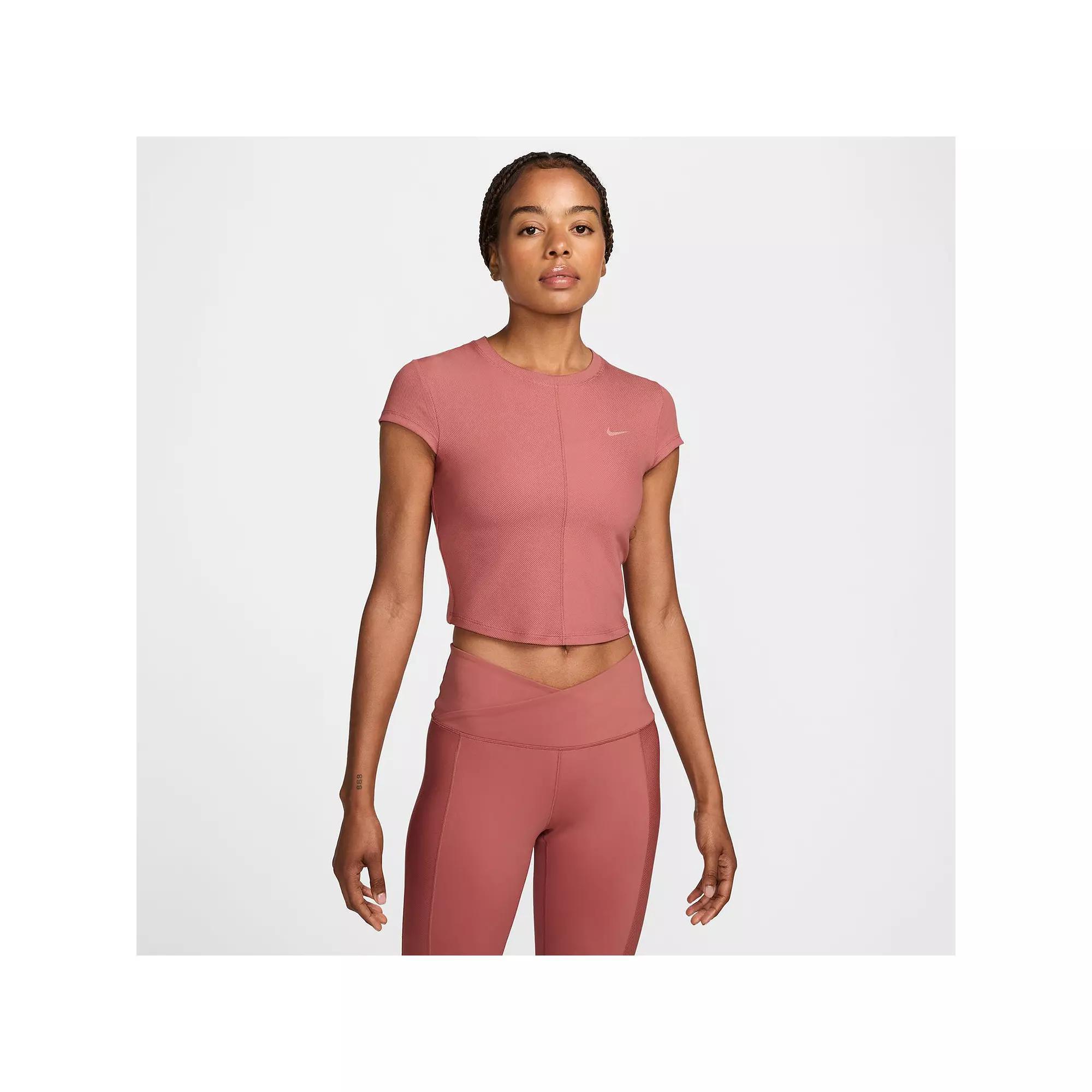 Womens Nike One Ribbed Short Sleeve Top Product Image