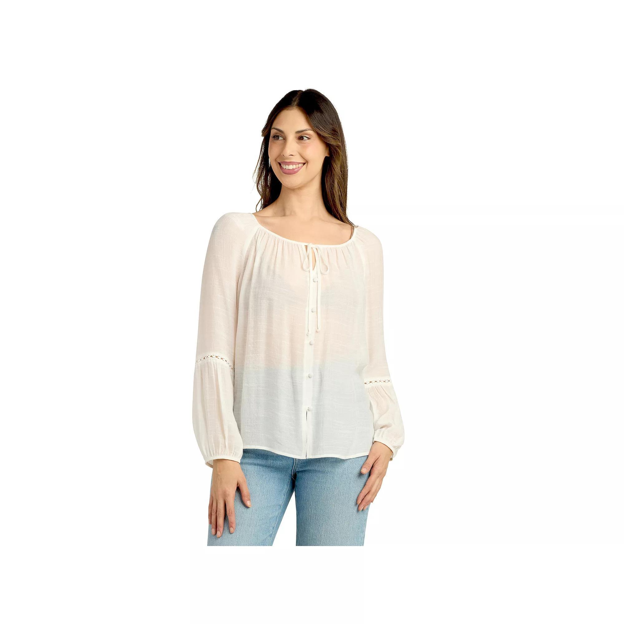 Womens AB Studio Button-Front Peasant Top Product Image