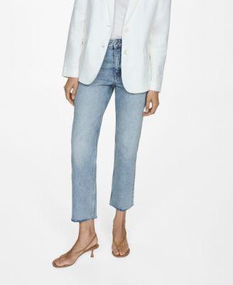 Mango Womens Straight-Fit Cropped Jeans Product Image