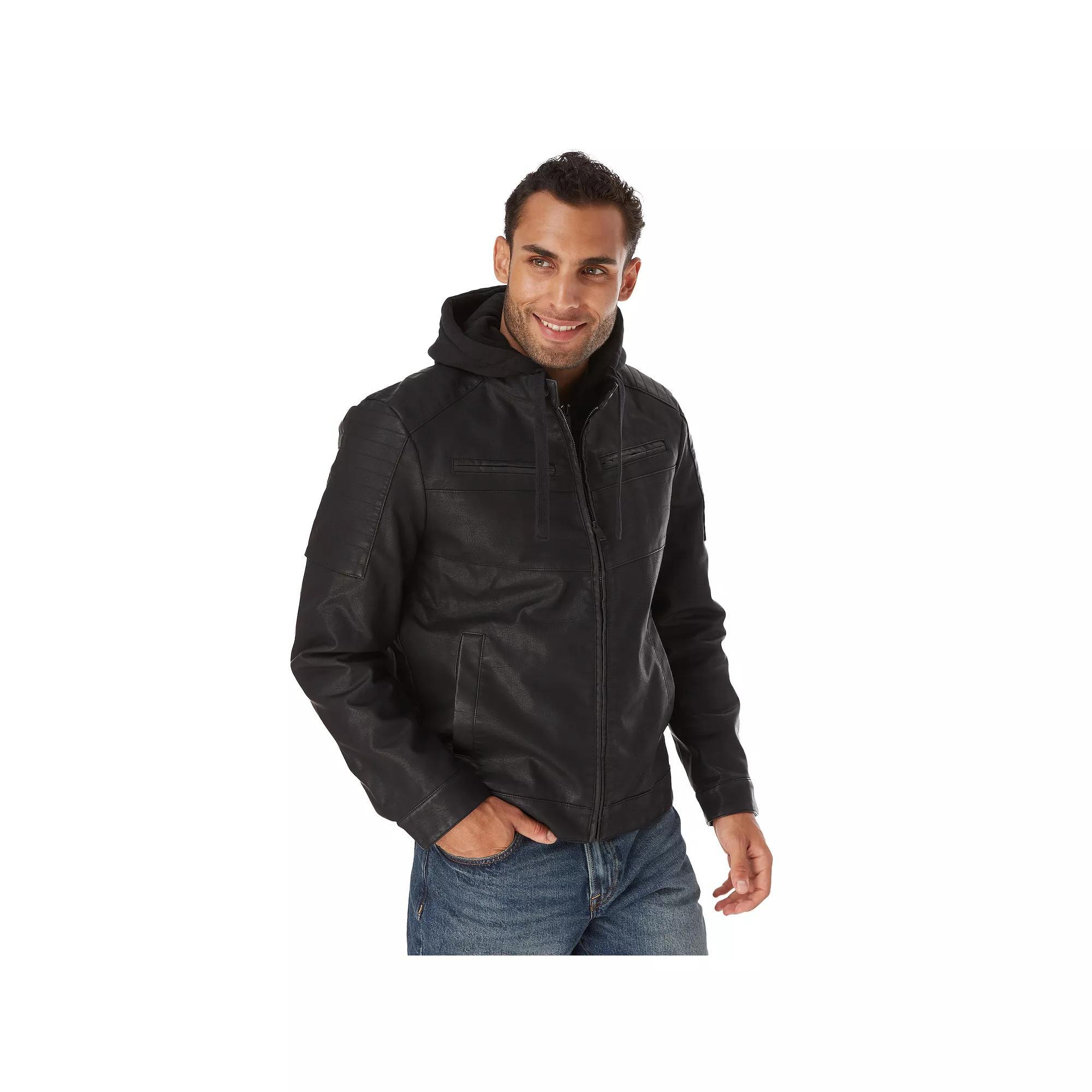 Big & Tall Apt. 9® Faux Leather Moto Jacket, Men's, Size: XXL Tall, Black Product Image