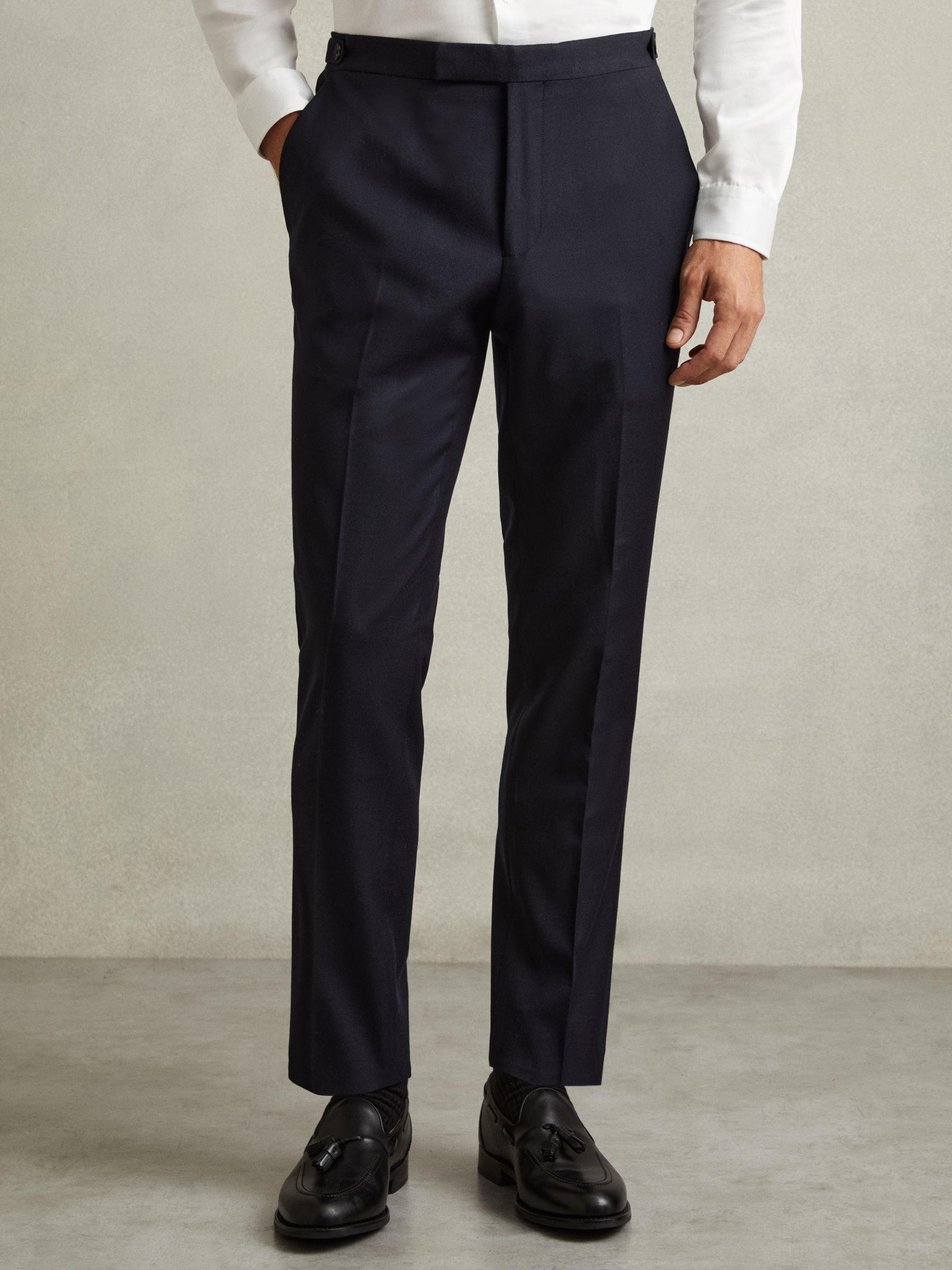 Wool-Blend Flannel Suit Trousers in Navy Product Image