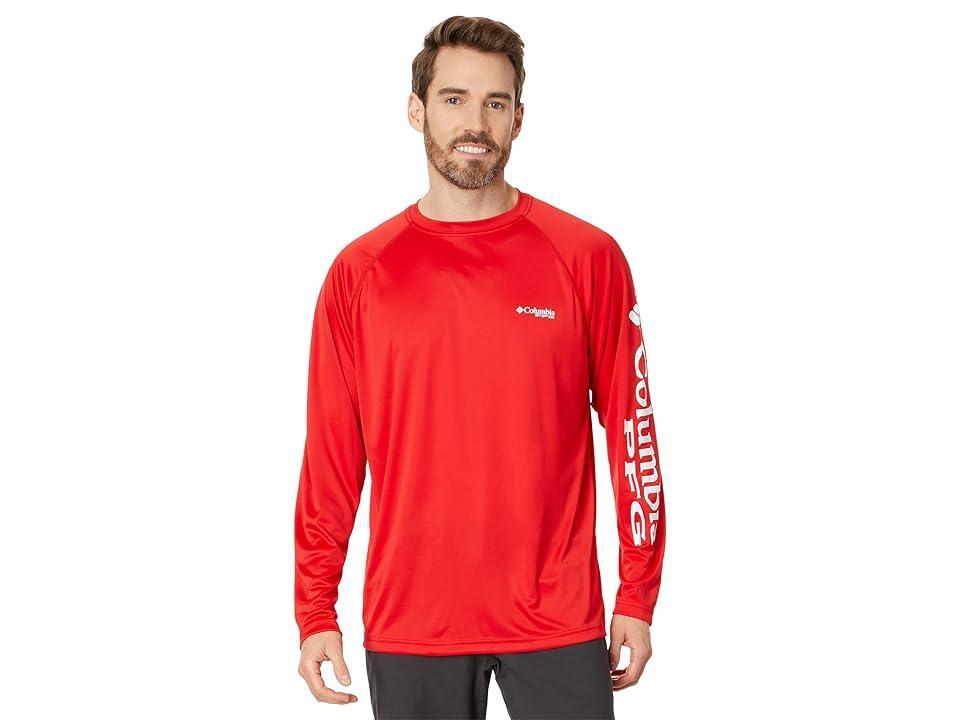 Men's Columbia PFG UPF 50 Terminal Tackle™ Long Sleeve Shirt, Size: XL, Red Spark Product Image
