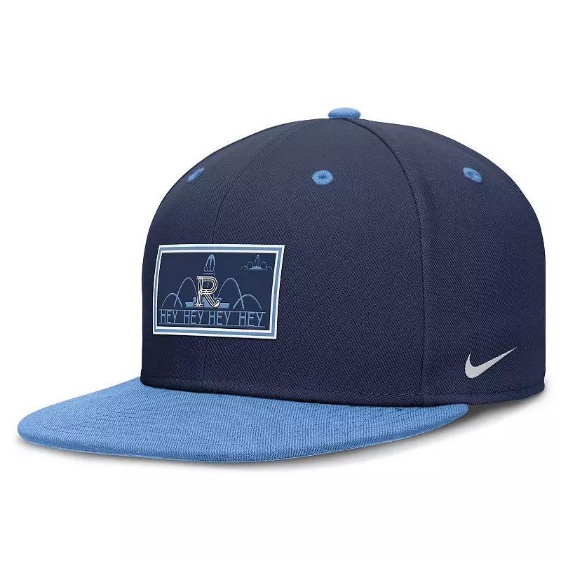 Men's Nike  Navy/Blue Kansas City Royals City Connect Patch Performance Fitted Hat, Size: 7 Product Image