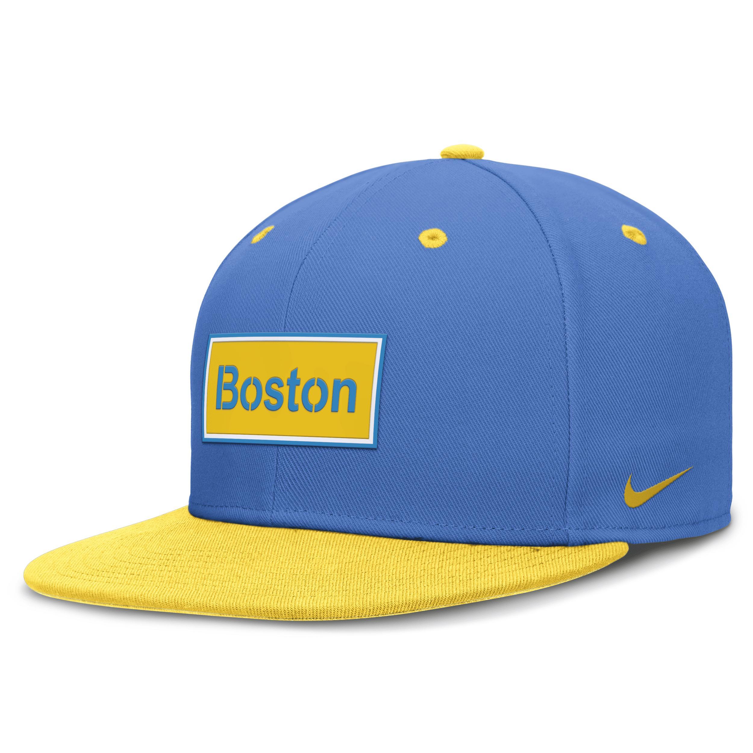 Men's Nike Light Blue/Gold Boston Red Sox City Connect True Fitted Hat, Size: 7 1/8 Product Image
