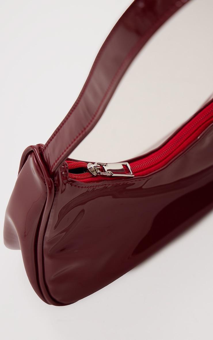 Burgundy Patent PU Basic Shoulder Bag Product Image