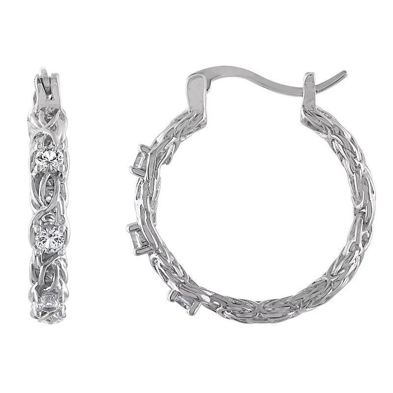 Designs by Gioelli Sterling Silver Gemstone Byzantine Hoop Earrings, Womens, Cr Red Product Image