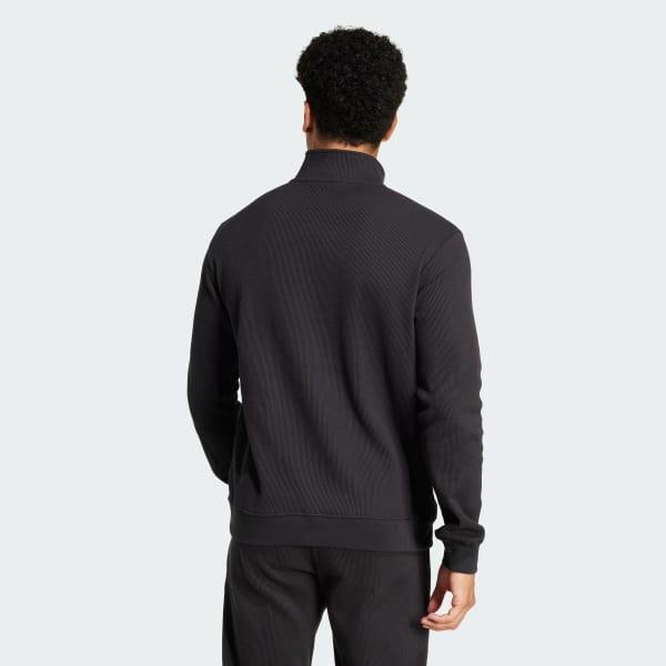 adidas All Blacks Essentials Half-Zip Waffle Sweatshirt All Black M Mens Product Image