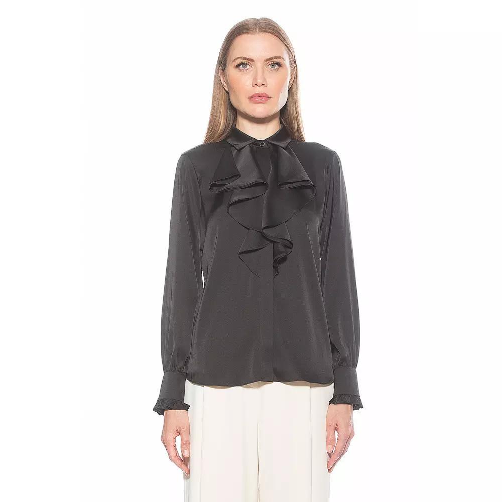 Women's ALEXIA ADMOR Brooks Silky Ruffle Blouse, Size: 10, Blush Product Image
