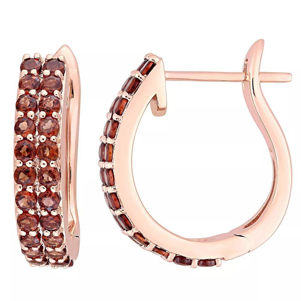 Stella Grace 10k Rose Gold Garnet Hoop Earrings, Women's, 10k Rsgold Product Image