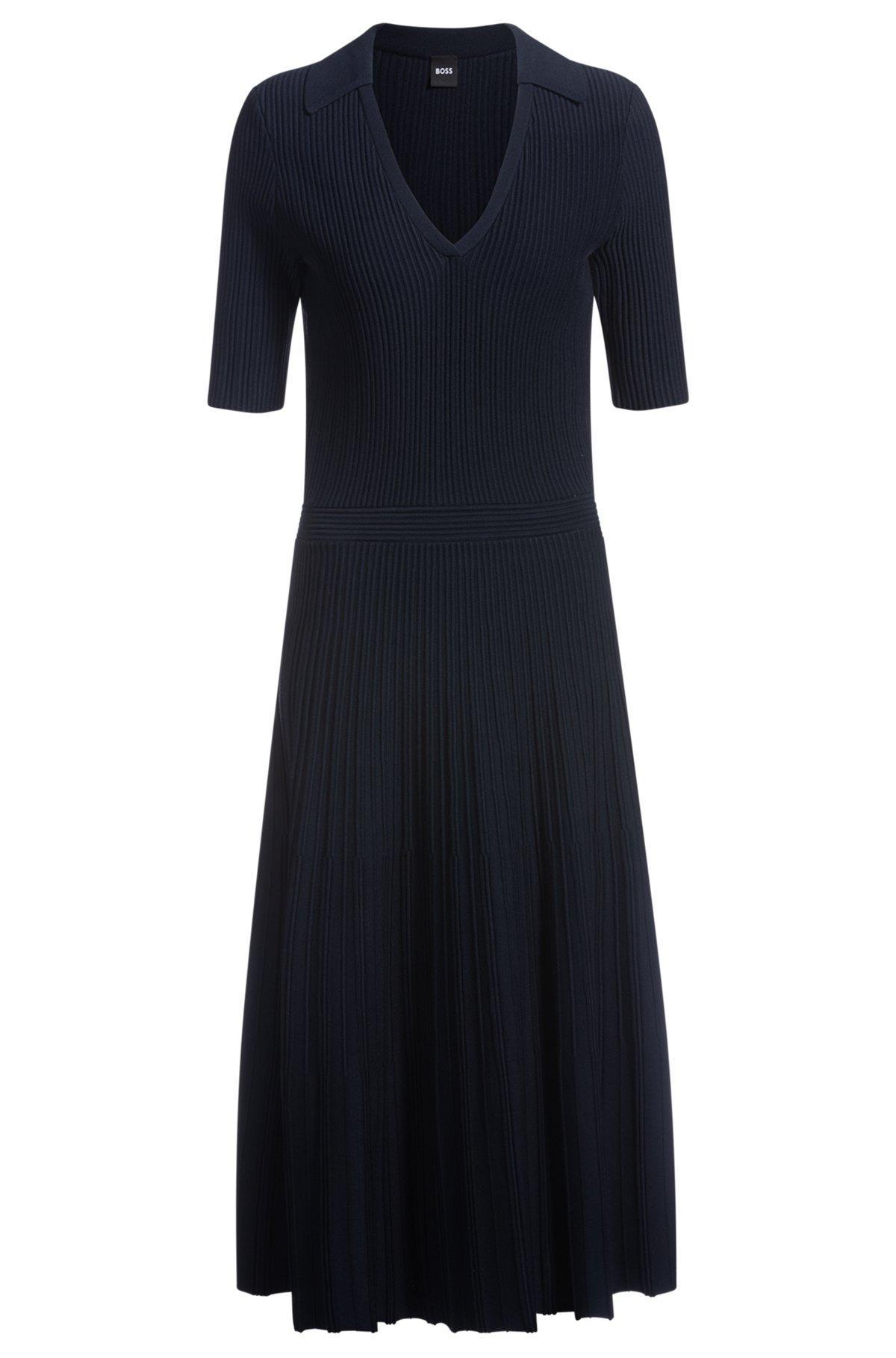 V-neck dress with ribbed structure Product Image