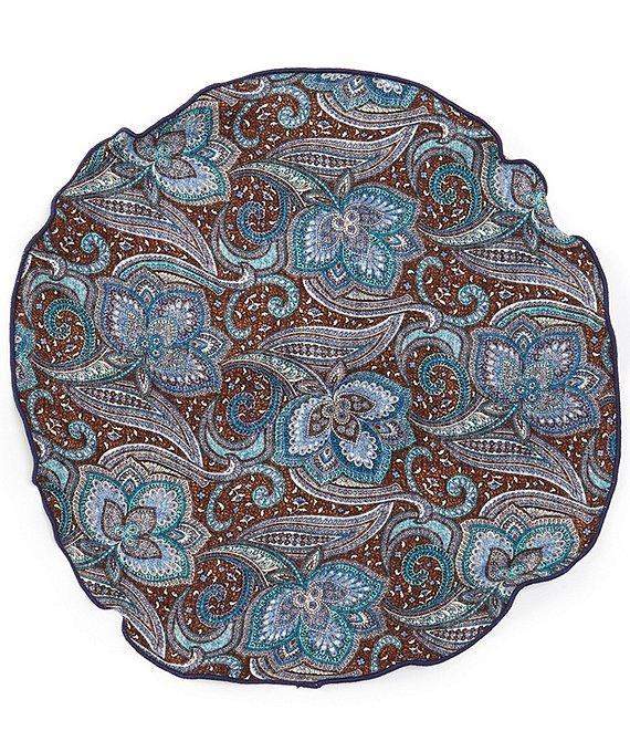 Edward Armah Muted Paisley Reversible Silk Pocket Circle Product Image