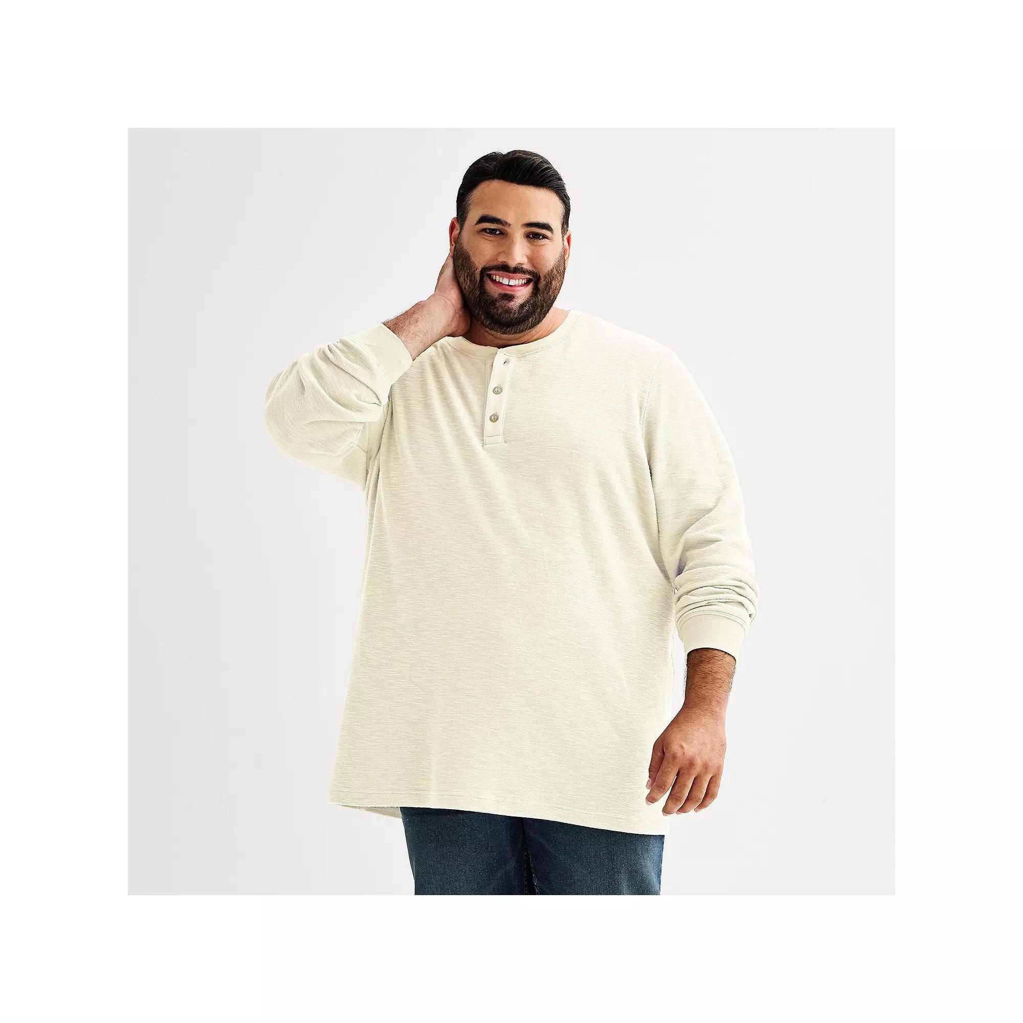 Big & Tall Sonoma Goods For Life® Long Sleeve Textured Henley Tee, Men's, Size: Medium Tall, Ivory Product Image