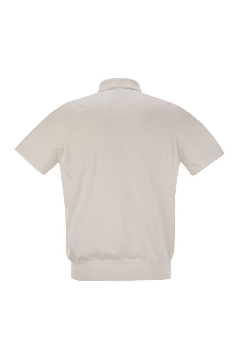 BRUNELLO CUCINELLI Lightweight Cotton Knit Polo Shirt In Beige Product Image