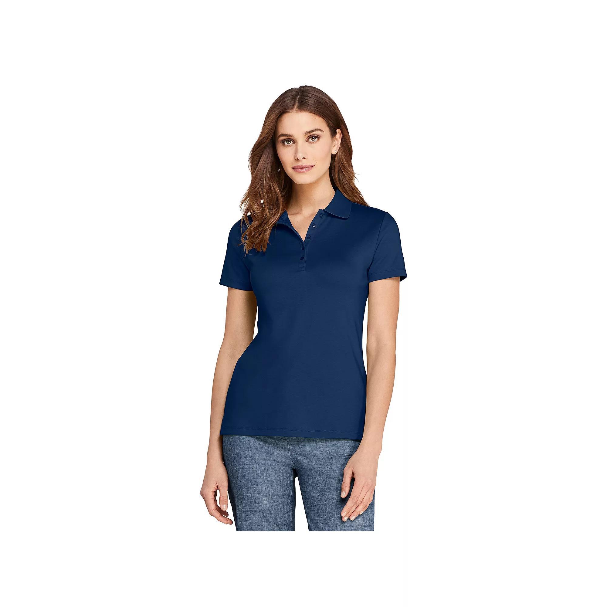 Petite Lands End Supima Cotton Short Sleeve Polo Shirt, Womens Product Image