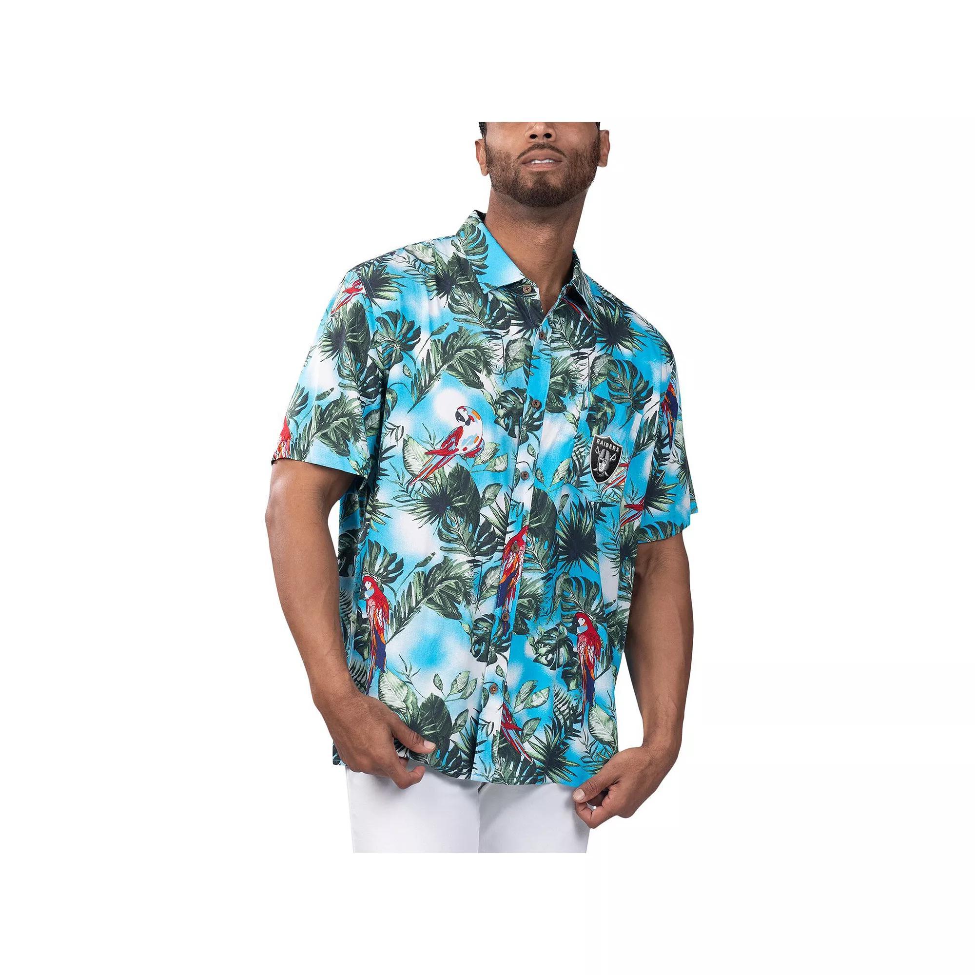 Men's Margaritaville Light Blue Las Vegas Raiders Jungle Parrot Party Button-Up Shirt, Size: Medium, Lvr Light Product Image
