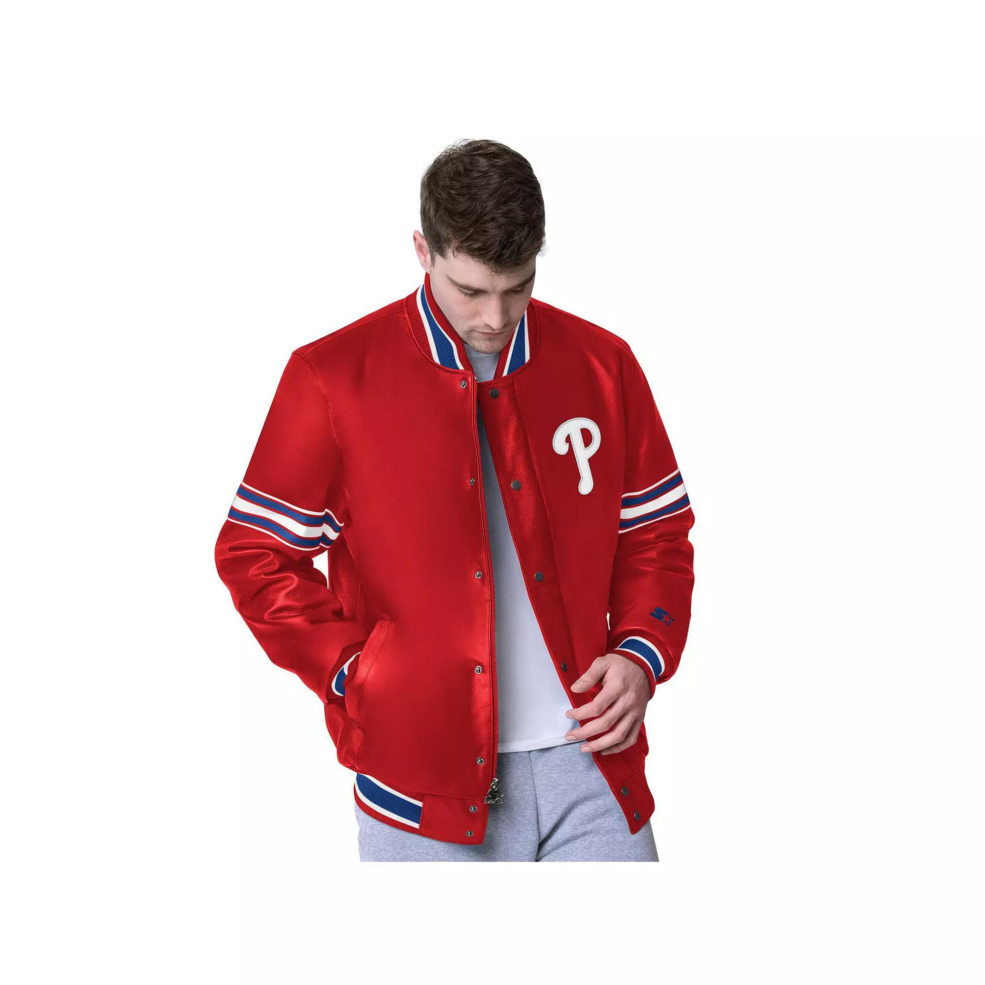 Men's Starter Red Philadelphia Phillies Leather Jacket, Size: XL Product Image