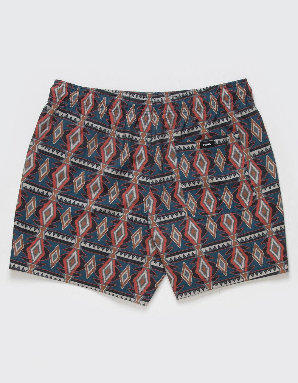RSQ Mens Geo Stripe 5" Swim Shorts - TURQ COMBO Product Image