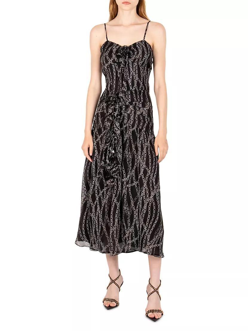 Mira Chain-Print Silk Midi Dress Product Image