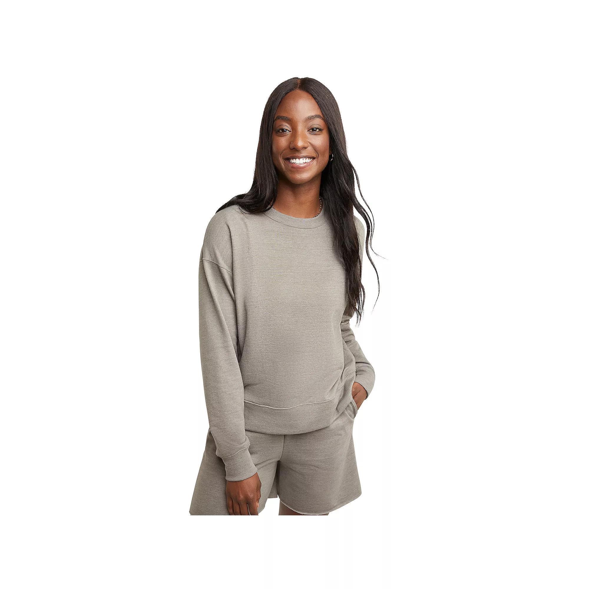 Women's Hanes Originals French Terry Sweatshirt, Size: Medium, Black 50r Pe Grey Product Image